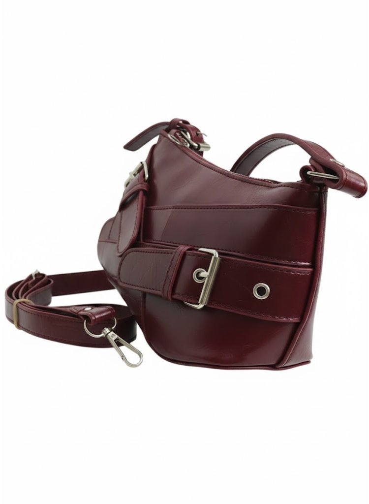 شنطة كروس هاند نسائية متوسطة الحجم من الجلد اللامع بسوستة واحدة، حقيبة كتف أنيقة وعملية للاستخدام اليومي والمشاوير - Image 1